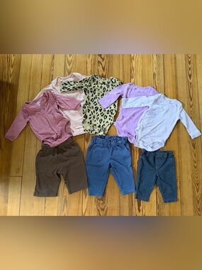Baby Girl 3M Clothes Lot 9 Pc Carter’s OshKosh Bodysuits Pants Leopard